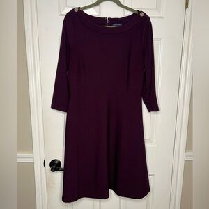 Tommy Hilfiger Purple A-Line 3/4 Sleeve Dress